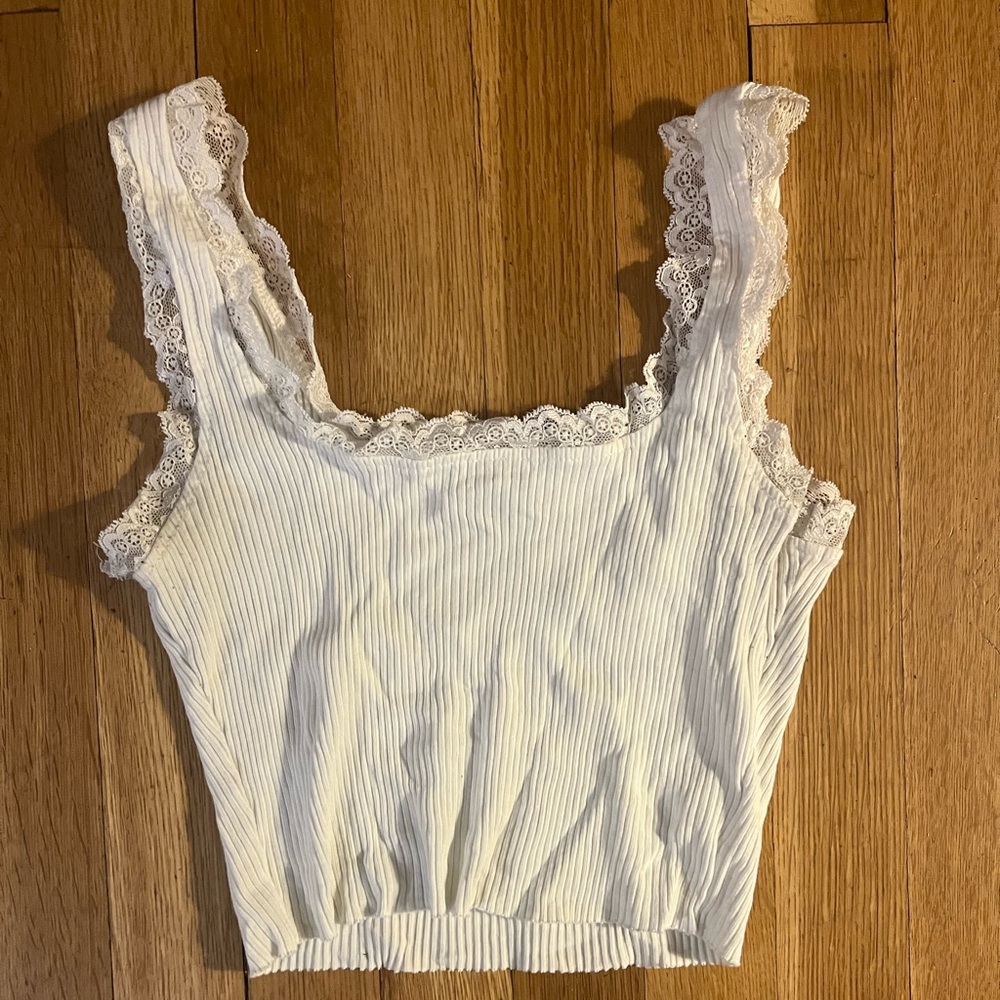 white lace cami tank top